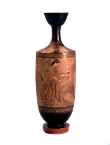 Artemis with a swan. Lekythos, white-ground c490 BC