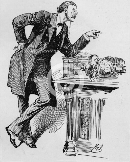 Arthur Balfour speaking in the House of Commons, 1890s (1906).  Artist: Unknown.