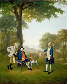 Arthur Holdsworth Conversing with Thomas Taylor and Captain Stancombe by River Dart, 1757. Creator: Arthur Devis