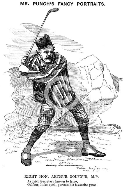 Arthur James Balfour (1848-1930), Scottish-born British statesman and philosopher, 1889. Artist: Edward Linley Sambourne