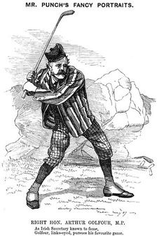 Arthur James Balfour (1848-1930), Scottish-born British statesman and philosopher, 1889. Artist: Edward Linley Sambourne