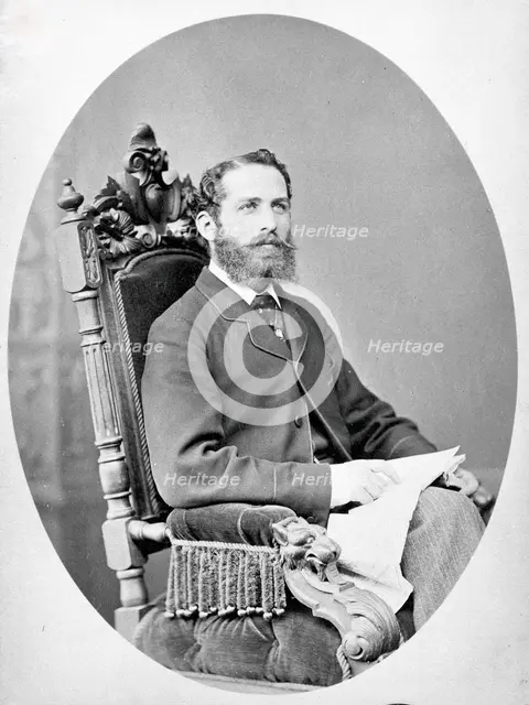 Arthur Schuster, seated, facing left, aged about 38, c1888. Creator: L Suscipj.