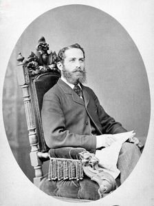 Arthur Schuster, seated, facing left, aged about 38, c1888. Creator: L Suscipj