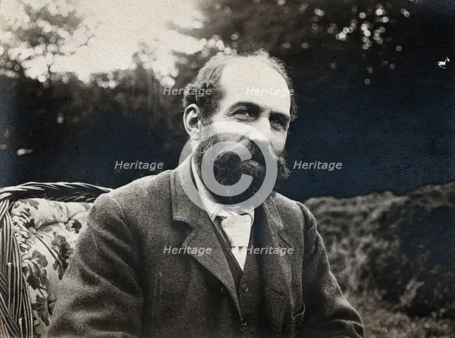 Arthur Schuster, seated, facing left, aged about 50, c1901. Creator: Unknown.