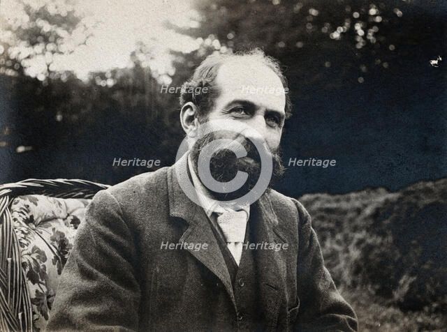 Arthur Schuster, seated, facing left, aged about 50, c1901. Creator: Unknown.