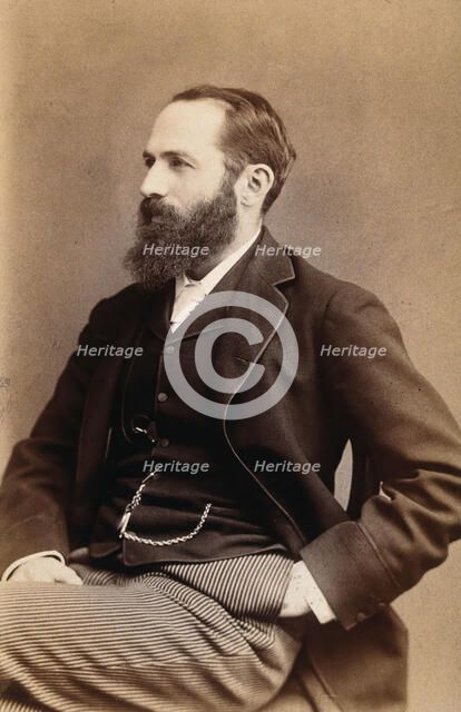 Arthur Schuster, seated, facing right, aged about 45, c1896. Creator: Arthur James Melhuish.