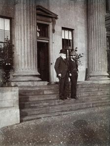 Arthur Schuster, with 1st Baron Blythswood, on the steps of Blythswood House in Renfrewshire, c1901 Creator: Unknown