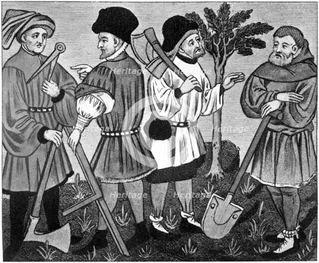 Artificers, 15th century, (1910). Artist: Unknown