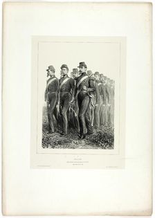 Artillery men, from Souvenirs d’Italie: Expédition de Rome, 1858. Creator: Auguste Raffet
