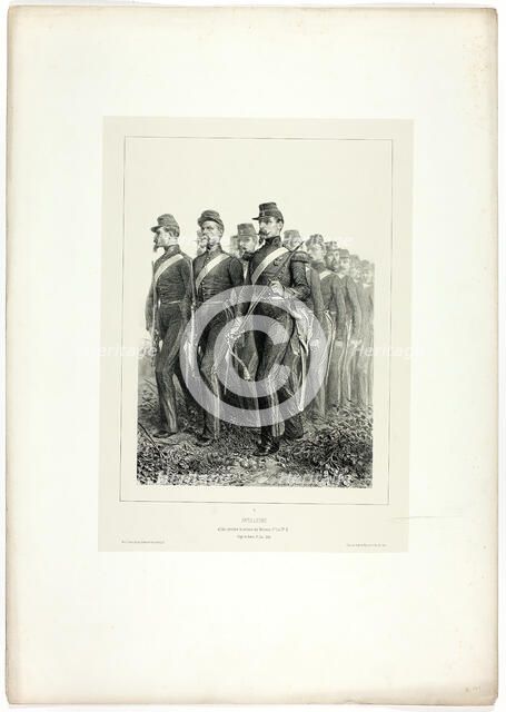 Artillery men, from Souvenirs d’Italie: Expédition de Rome, 1858. Creator: Auguste Raffet.