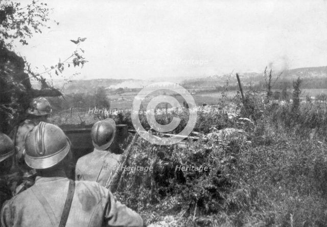Artillery barrage before an advance, Aisne, France, 2 September 1918. Artist: Unknown