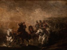 Artillery Crossing a Stream, 1844. Creator: Piotr Michalowski