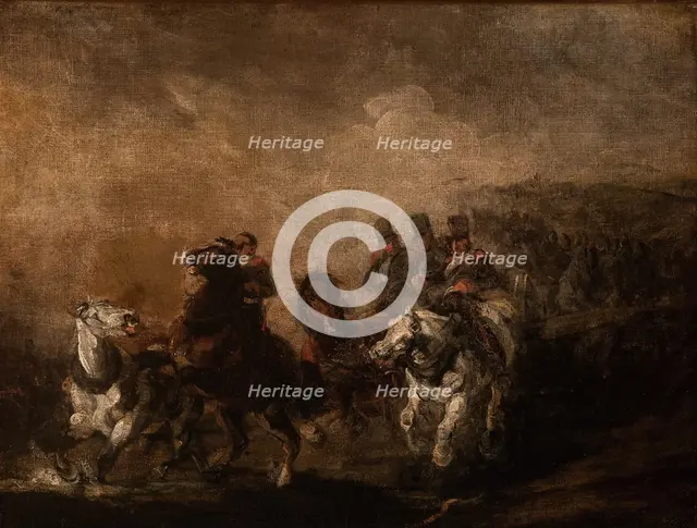 Artillery Crossing a Stream, 1844. Creator: Piotr Michalowski.