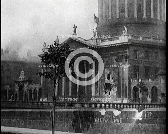 Artillery Damage to the Four Courts in Dublin, 1922. Creator: British Pathe Ltd.