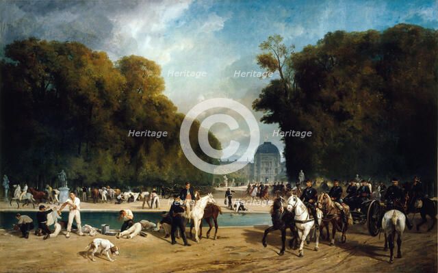 Artillery encamped in the Tuileries Gardens (end of September 1870), 1871. Creators: Alfred Decaen, Emile-Henri Brunner-Lacoste.