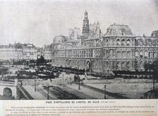 Artillery pieces lined up outside the Hotel de Ville, Paris, 16 May 1871