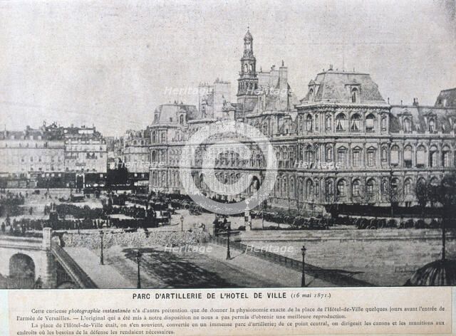 Artillery pieces lined up outside the Hotel de Ville, Paris, 16 May 1871. Artist: Unknown