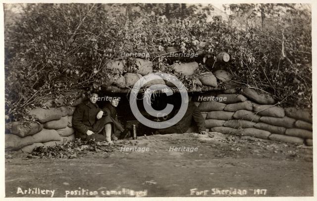Artillery position camouflaging, Fort Sheridan, Illinois, USA, 1917. Artist: Unknown