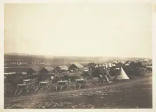 Artillery Waggons, Balaklava in the Distance, 1855. Creator: Roger Fenton