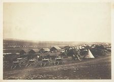 Artillery Waggons, Balaklava in the Distance, 1855. Creator: Roger Fenton