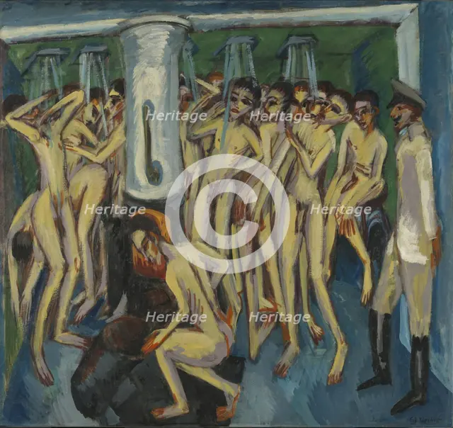 Artillerymen in the Shower, 1915. Creator: Ernst Kirchner.