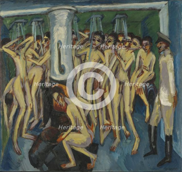 Artillerymen in the Shower, 1915. Creator: Ernst Kirchner.