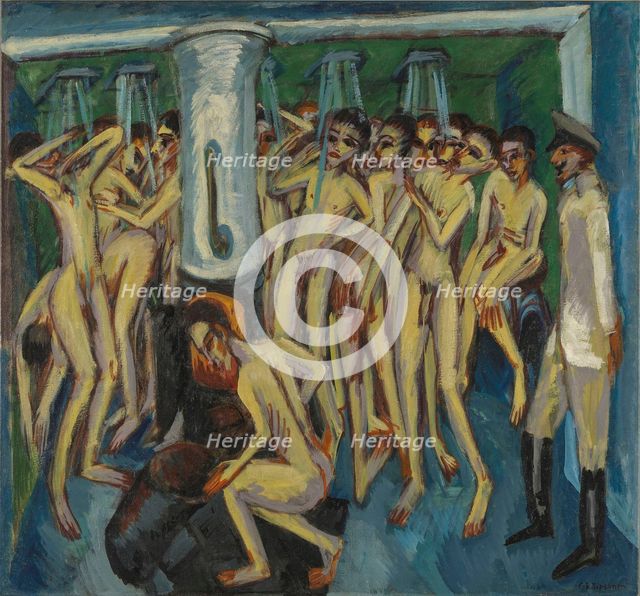 Artillerymen in the Shower, 1915. Creator: Ernst Kirchner.