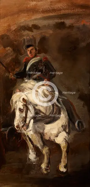 Artillerist on Horseback, between 1834-1835. Creator: Piotr Michalowski.