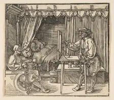 Artist Drawing a Portrait of a Man.n.d. Creator: Albrecht Durer