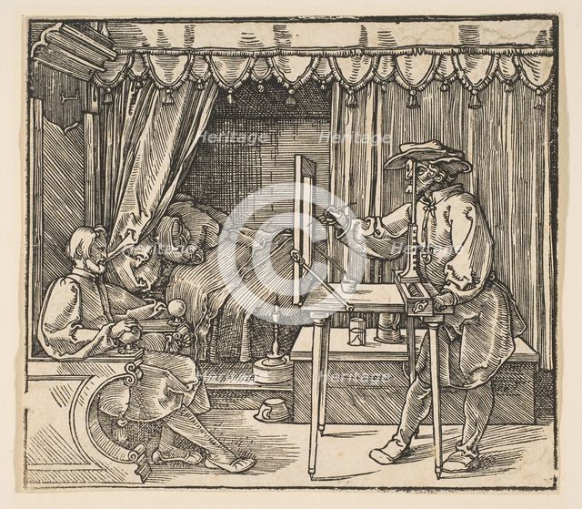 Artist Drawing a Portrait of a Man.n.d. Creator: Albrecht Durer.