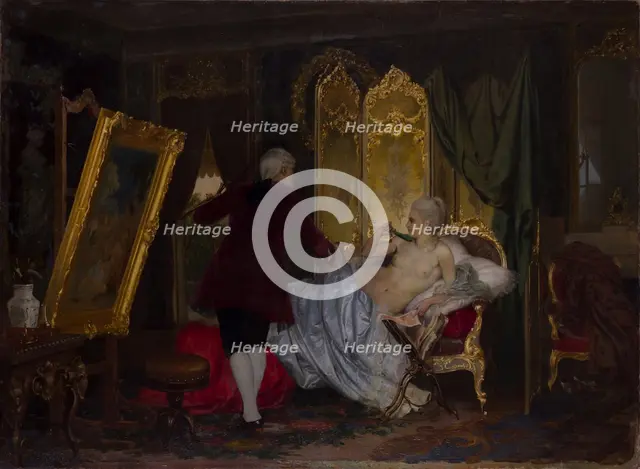 Artist from the time of Louis XV, painting a portrait of a Marquise, 1860s. Creator: Siemiradzki, Henryk (1843-1902).