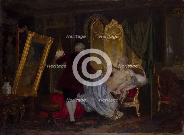 Artist from the time of Louis XV, painting a portrait of a Marquise, 1860s. Creator: Siemiradzki, Henryk (1843-1902).