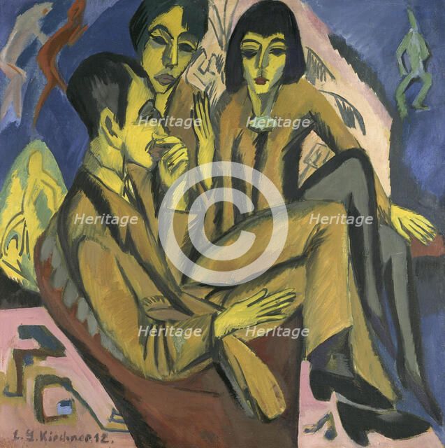 Artist group (Conversation of the artists), 1913. Creator: Kirchner, Ernst Ludwig (1880-1938).