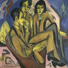 Artist group (Conversation of the artists), 1913. Creator: Kirchner, Ernst Ludwig (1880-1938)