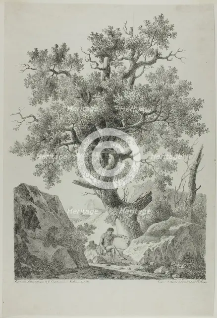Artist in a Rocky Landscape, 1816. Creator: Pierre Antoine Mongin.
