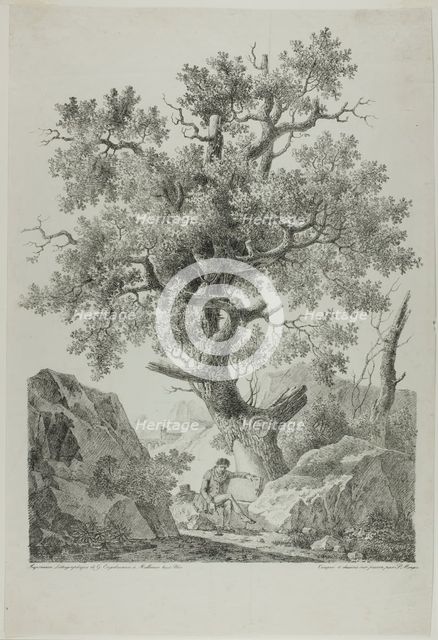 Artist in a Rocky Landscape, 1816. Creator: Pierre Antoine Mongin.