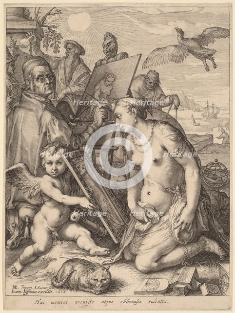 Artist Painting a Nude Woman: Allegory of Visual Perception, 1616. Creator: Jan Saenredam.