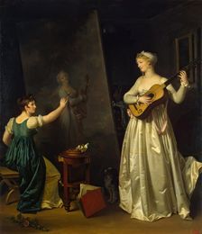 Artist Painting a Portrait of a Musician, 1796. Creator: Marguerite Gerard