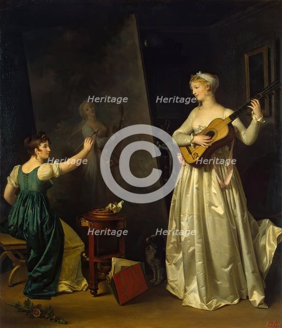 Artist Painting a Portrait of a Musician, 1796. Creator: Marguerite Gerard.