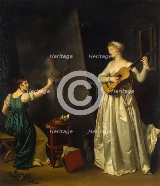 Artist Painting a Portrait of a Musician, 1790s. Creator: Gérard, Marguerite (1761-1837).