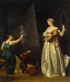Artist Painting a Portrait of a Musician, 1790s. Creator: Gérard, Marguerite (1761-1837)