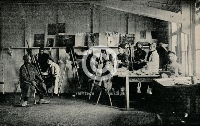 'Artist Prisoners of War in their studio at Giessen', c1916. Artist: Unknown.
