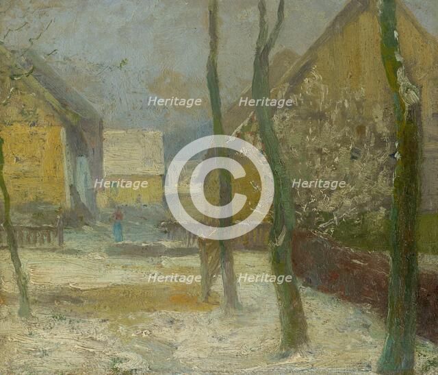 Artist's Courtyard in Slanec in Winter, around 1907. Creator: Ludovit Cordak.