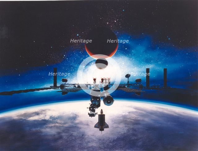 Artist's Conception of Space Station Freedom, 1991. Creator: Alan Chinchar.