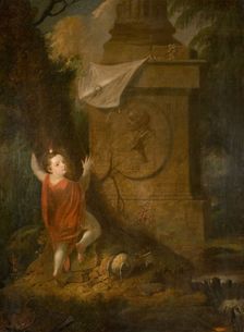 Artist's Advertisement - Cherub with Kite at Monument [undated]. Creator: James Millar