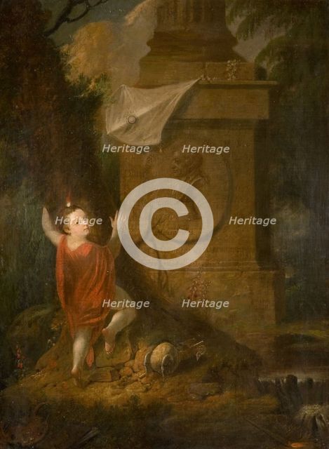 Artist's Advertisement - Cherub with Kite at Monument [undated]. Creator: James Millar.