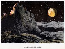 Artist's impression of the lunar landscape at sunset, 1884. Creator: Unknown