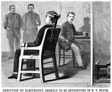 Artist's impression of execution by electric chair, 1890