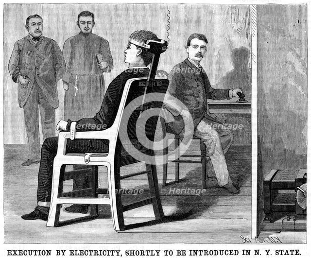 Artist's impression of execution by electric chair, 1890. Artist: Unknown