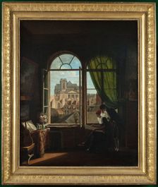 Artist's interior, with view of the facade of the Church of Saint-Eustache, c1815. Creator: Louise-Adeone Drolling